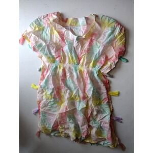 Cat & Jack Girls Tie Dye Swim Cover Up Pastel Tassel Lyocell Size L 10/12